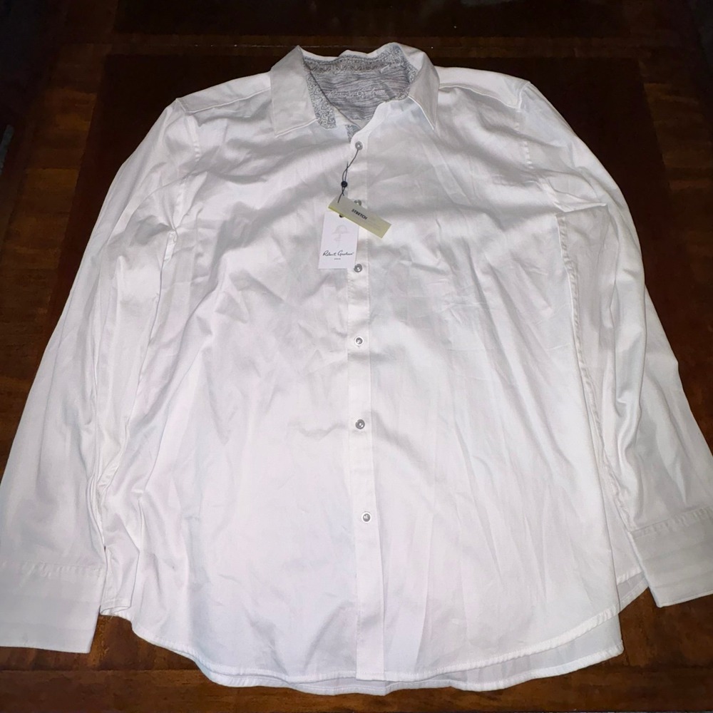 Robert Graham White Button Down Shirt 4XL Classic Fit Flip Cuff NWT